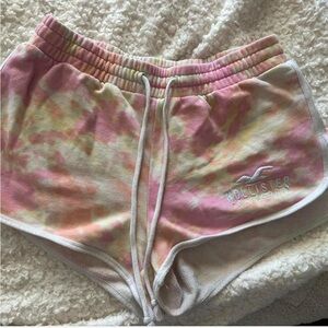 Hollister Pink and Yellow Tie-Dye Shorts